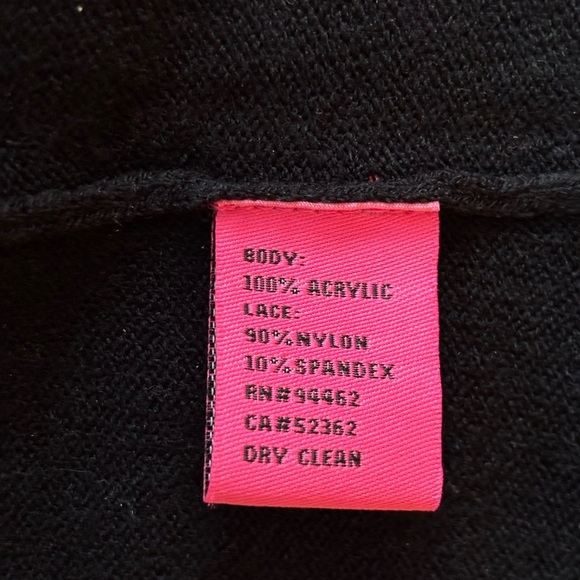 Betsey Johnson Black Short Sleeve Knit Dress Lace Back Detail Size Medium - Picture 5 of 6